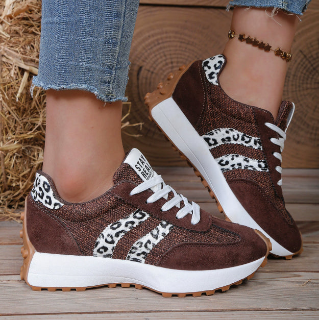 Women's Stripe Thick-Sole Lace-Up Sneakers