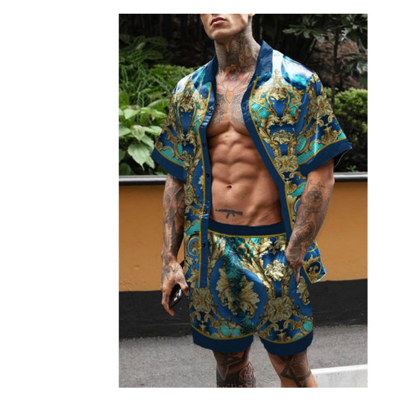 Loose Shirt Casual Men's Shorts Short Sleeve Suit