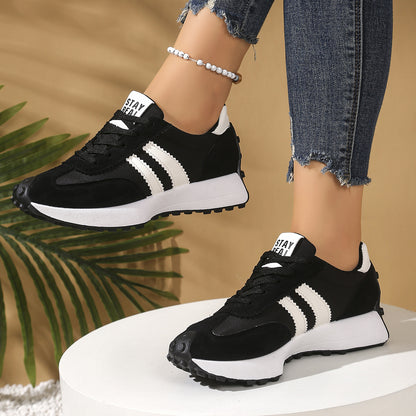 Women's Stripe Thick-Sole Lace-Up Sneakers