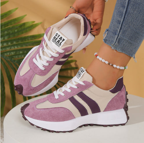 Women's Stripe Thick-Sole Lace-Up Sneakers
