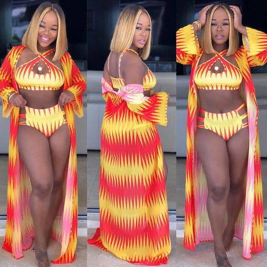 Women's Casual European And American Sexy Printed Bikini Swimming Suit