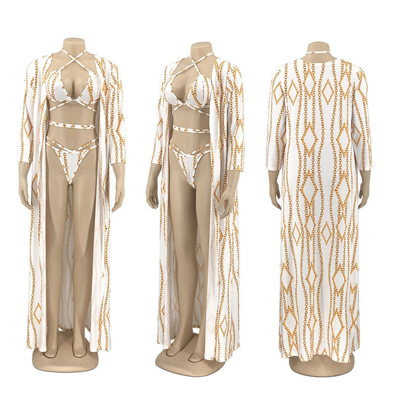 Three-piece bikini beach swimsuit suit
