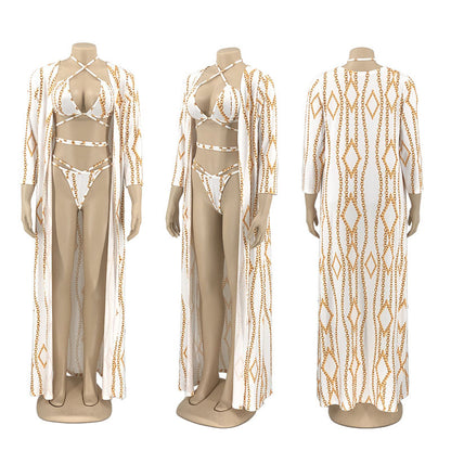 Three-piece bikini beach swimsuit suit