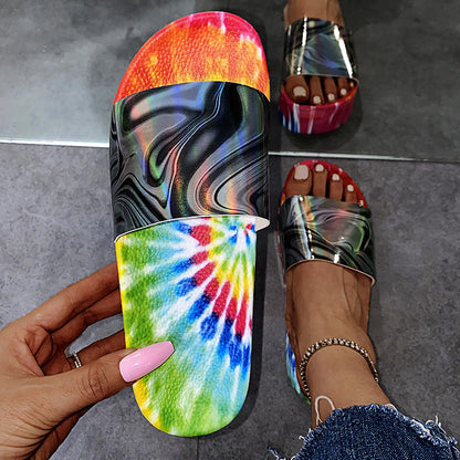 Color Printing Plus Size Slippers Women Platform Sandals And Slippers Beach Shoes Women