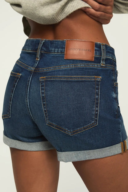[163333-410] WOMENS LUCKY BRAND MID RISE AVA SHORT - NIGHT CAFE ROLLED WASH