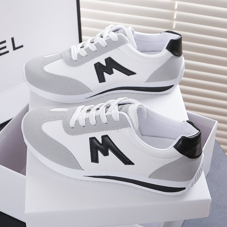 Women's Korean-Style Lace-Up Leather Sneakers