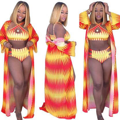 Women's Casual European And American Sexy Printed Bikini Swimming Suit