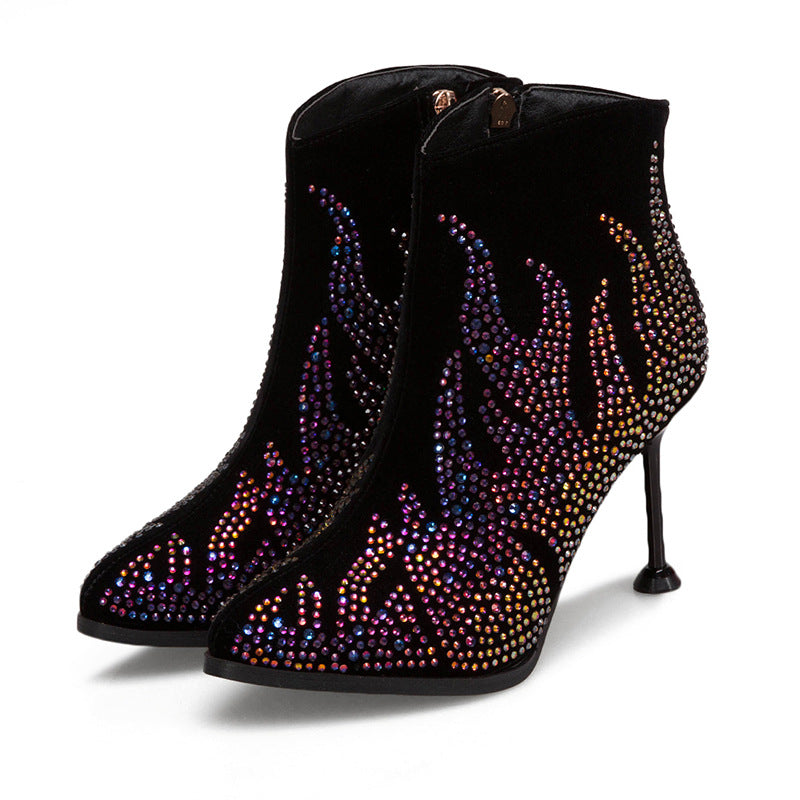 Mixed-Blood Pointed Fancy Diamond Party Boots