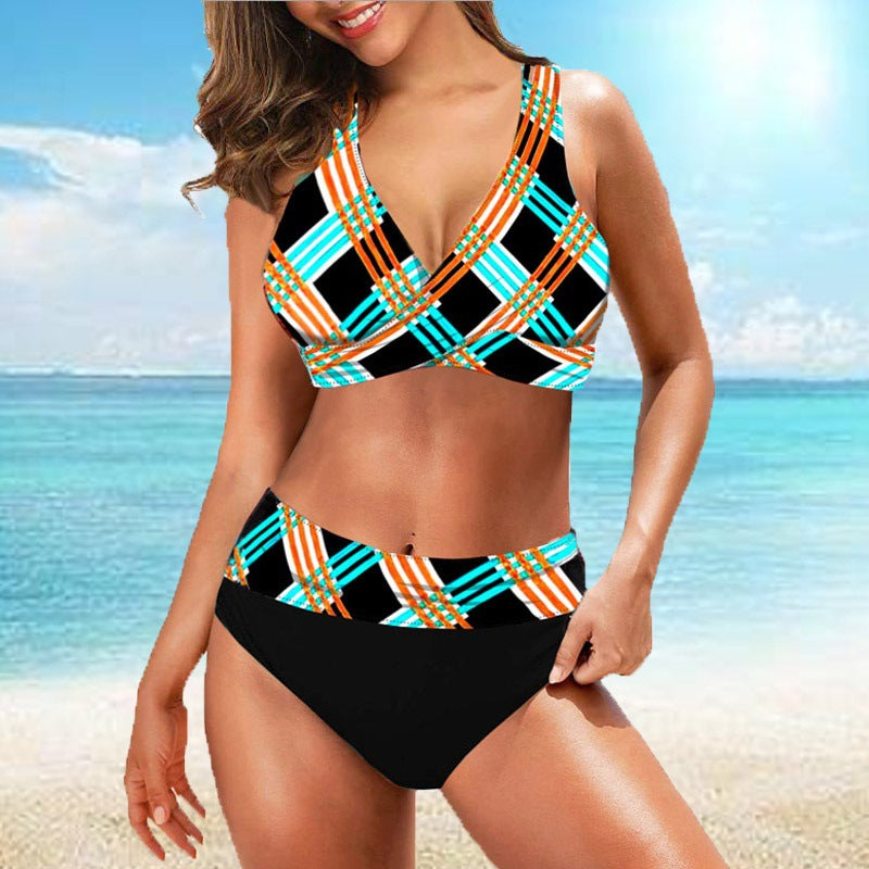 Women's Two Piece Swimsuit Slim Geometric Suit