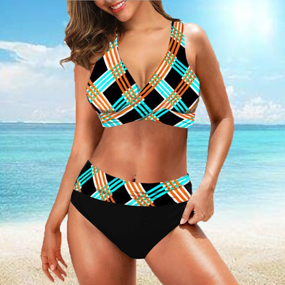 Women's Two Piece Swimsuit Slim Geometric Suit