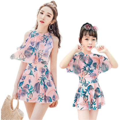 Mother And Daughter With The Same Paragraph To Cover The Belly Thin Swimsuit Set