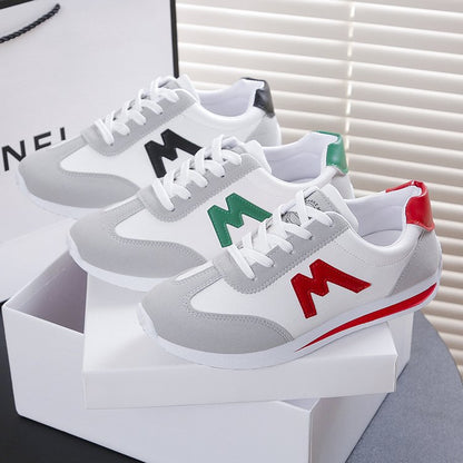 Women's Korean-Style Lace-Up Leather Sneakers