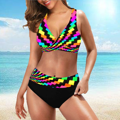 Women's Two Piece Swimsuit Slim Geometric Suit