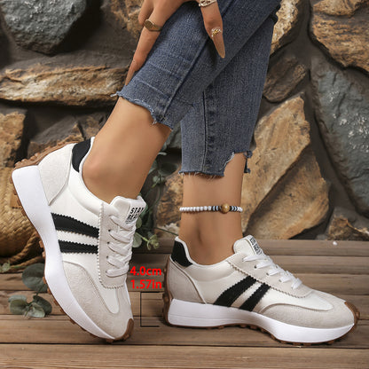 Women's Stripe Thick-Sole Lace-Up Sneakers