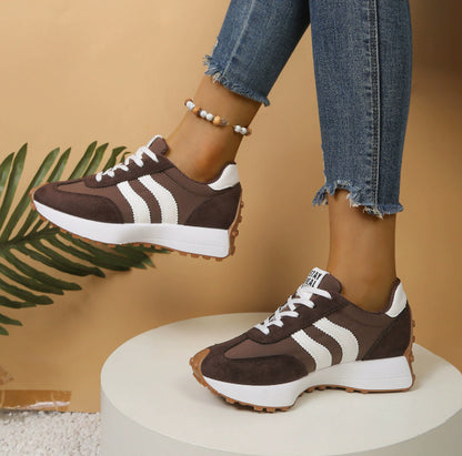 Women's Stripe Thick-Sole Lace-Up Sneakers