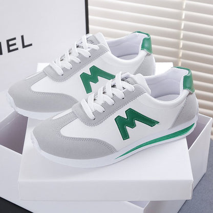 Women's Korean-Style Lace-Up Leather Sneakers