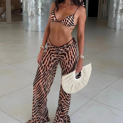 New Beach Suit Printed Bikini Female Sexy Exposed Navel