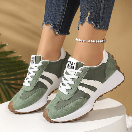 Women's Stripe Thick-Sole Lace-Up Sneakers