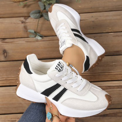 Women's Stripe Thick-Sole Lace-Up Sneakers
