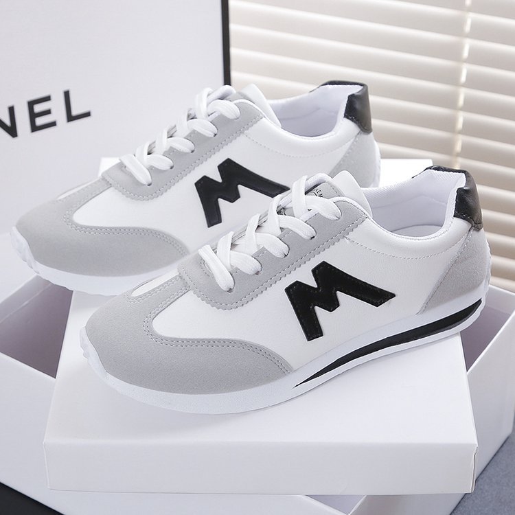 Women's Korean-Style Lace-Up Leather Sneakers