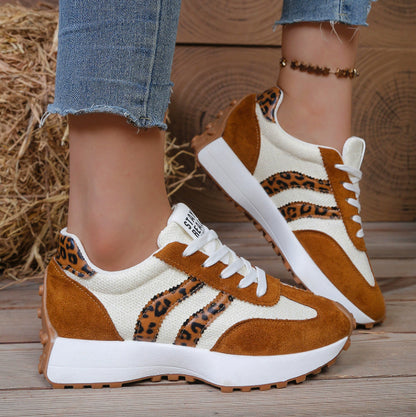 Women's Stripe Thick-Sole Lace-Up Sneakers