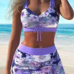 New Printed Sling Stylish Beach Swimsuit Three-piece Set For Women