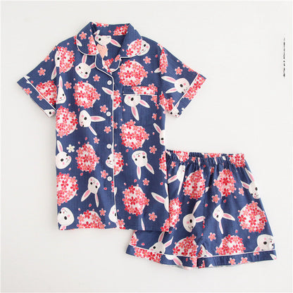Cotton Gauze Homewear Suit Cartoon Two Piece Set