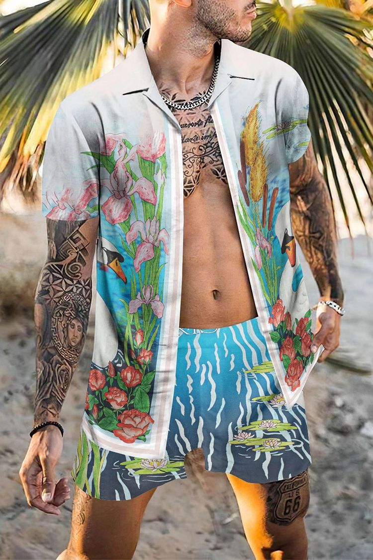 Loose Shirt Casual Men's Shorts Short Sleeve Suit