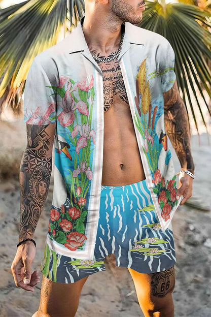 Loose Shirt Casual Men's Shorts Short Sleeve Suit