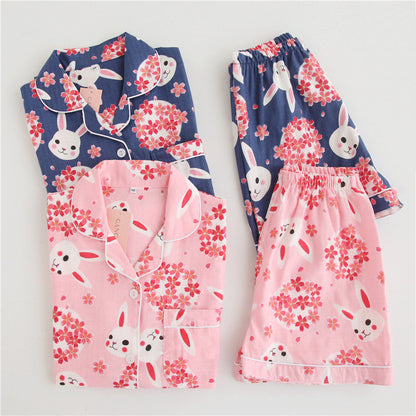 Cotton Gauze Homewear Suit Cartoon Two Piece Set