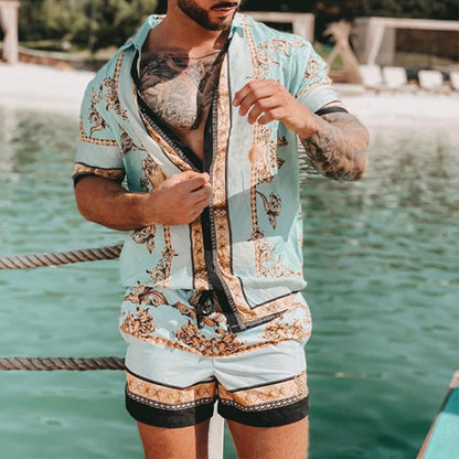 Loose Shirt Casual Men's Shorts Short Sleeve Suit