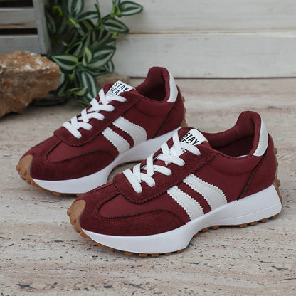 Women's Stripe Thick-Sole Lace-Up Sneakers