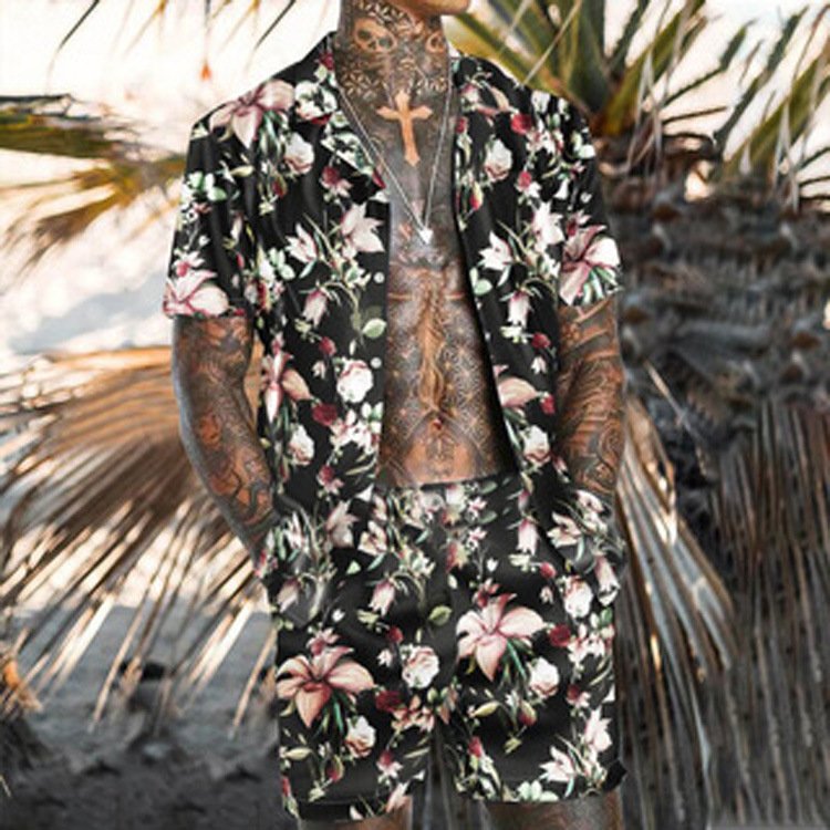 Loose Shirt Casual Men's Shorts Short Sleeve Suit