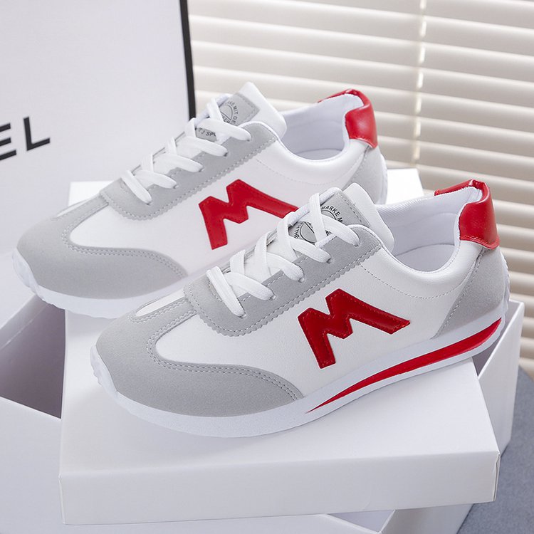 Women's Korean-Style Lace-Up Leather Sneakers
