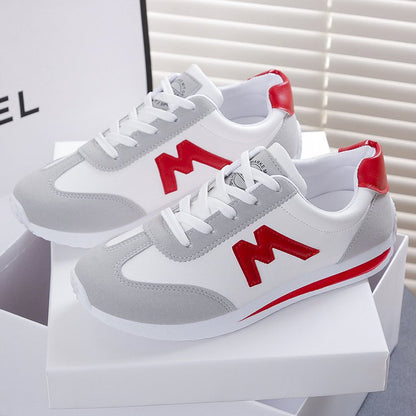Women's Korean-Style Lace-Up Leather Sneakers